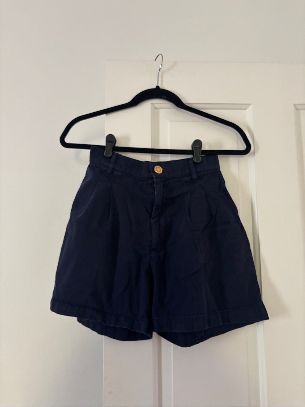 Big Bud Press Navy High Waist Trouser Shorts